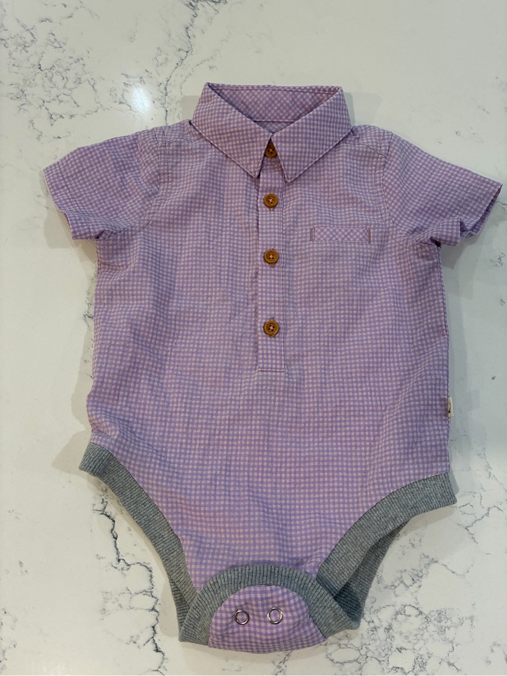 Lilac Gingham Polo Baby One-Piece Bodysuit